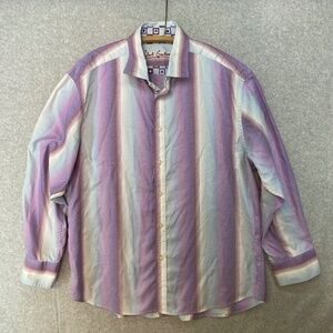 Robert Graham 3XL Purple Stripe Contrasting Cuff Button Up Shirt